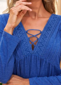 Royal Blue Lace Stitching Long Sleeve T Shirt 11 Royal Blue Lace Stitching Long Sleeve T Shirt -LICA Clothing Shop 304692 P 16608141500685