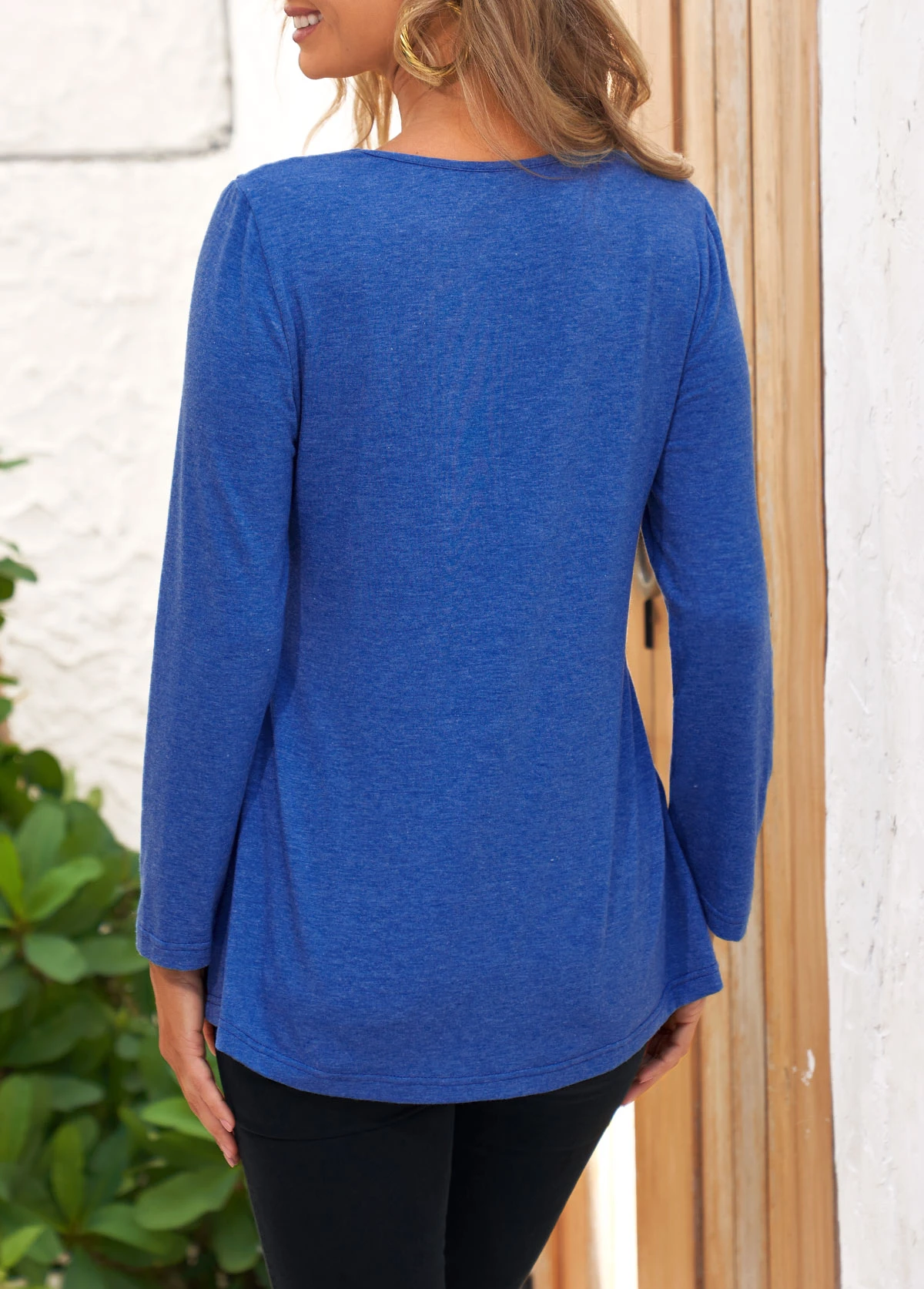 Royal Blue Lace Stitching Long Sleeve T Shirt 2 Royal Blue Lace Stitching Long Sleeve T Shirt - Image 2