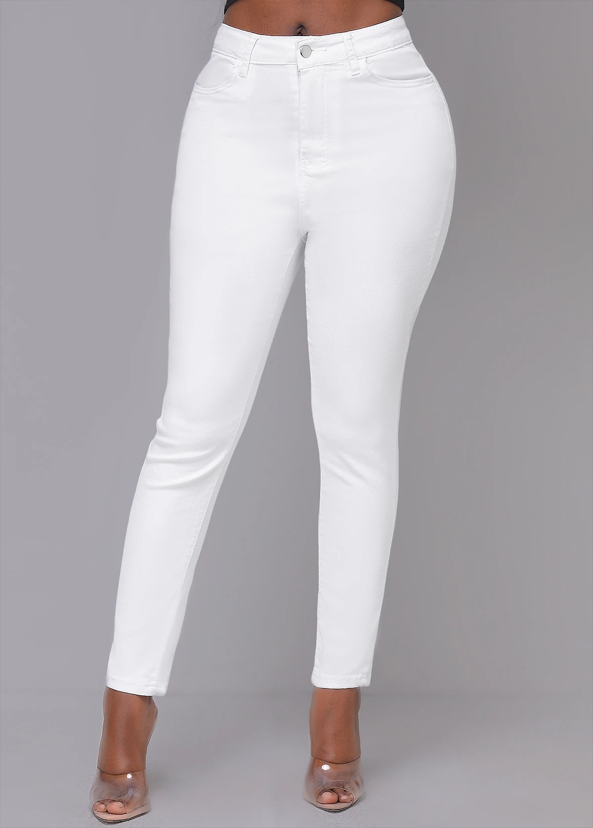 White Skinny Zipper Fly High Waisted Pants 1 White Skinny Zipper Fly High Waisted Pants