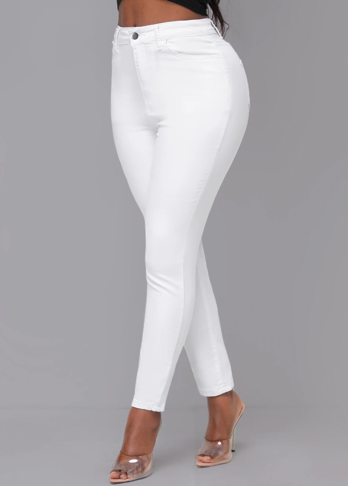 White Skinny Zipper Fly High Waisted Pants 4 White Skinny Zipper Fly High Waisted Pants - Image 4