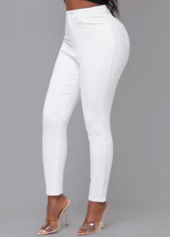 White Skinny Zipper Fly High Waisted Pants 6 White Skinny Zipper Fly High Waisted Pants -LICA Clothing Shop 309508 P 16614158346512