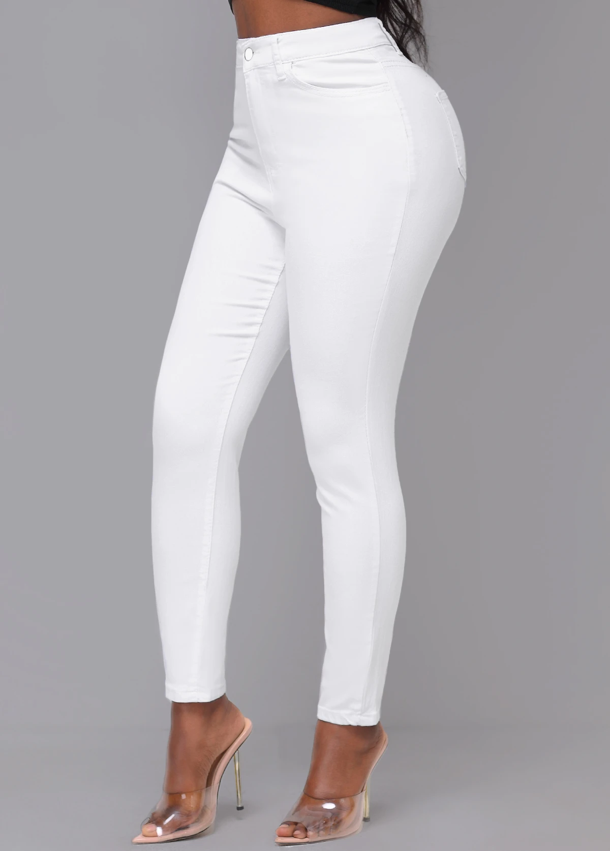White Skinny Zipper Fly High Waisted Pants 3 White Skinny Zipper Fly High Waisted Pants - Image 3