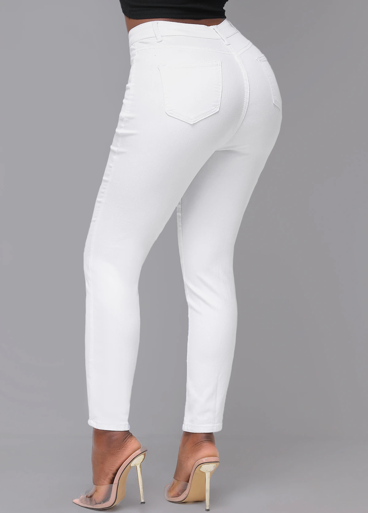 White Skinny Zipper Fly High Waisted Pants 2 White Skinny Zipper Fly High Waisted Pants - Image 2