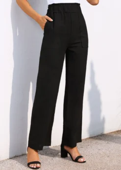 Black Pocket Wide Leg Elastic Waist Pants 6 Black Pocket Wide Leg Elastic Waist Pants -LICA Clothing Shop 310779 P 16630644113012