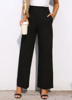 Black Pocket Wide Leg Elastic Waist Pants 7 Black Pocket Wide Leg Elastic Waist Pants -LICA Clothing Shop 310779 P 16630644118153