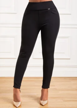 Black Pocket Skinny Elastic Waist Pants -LICA Clothing Shop 318077 P 16672120985983