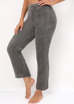 Grey Plush Elastic Waist High Waisted Pants -LICA Clothing Shop 318101 P 16672874583692