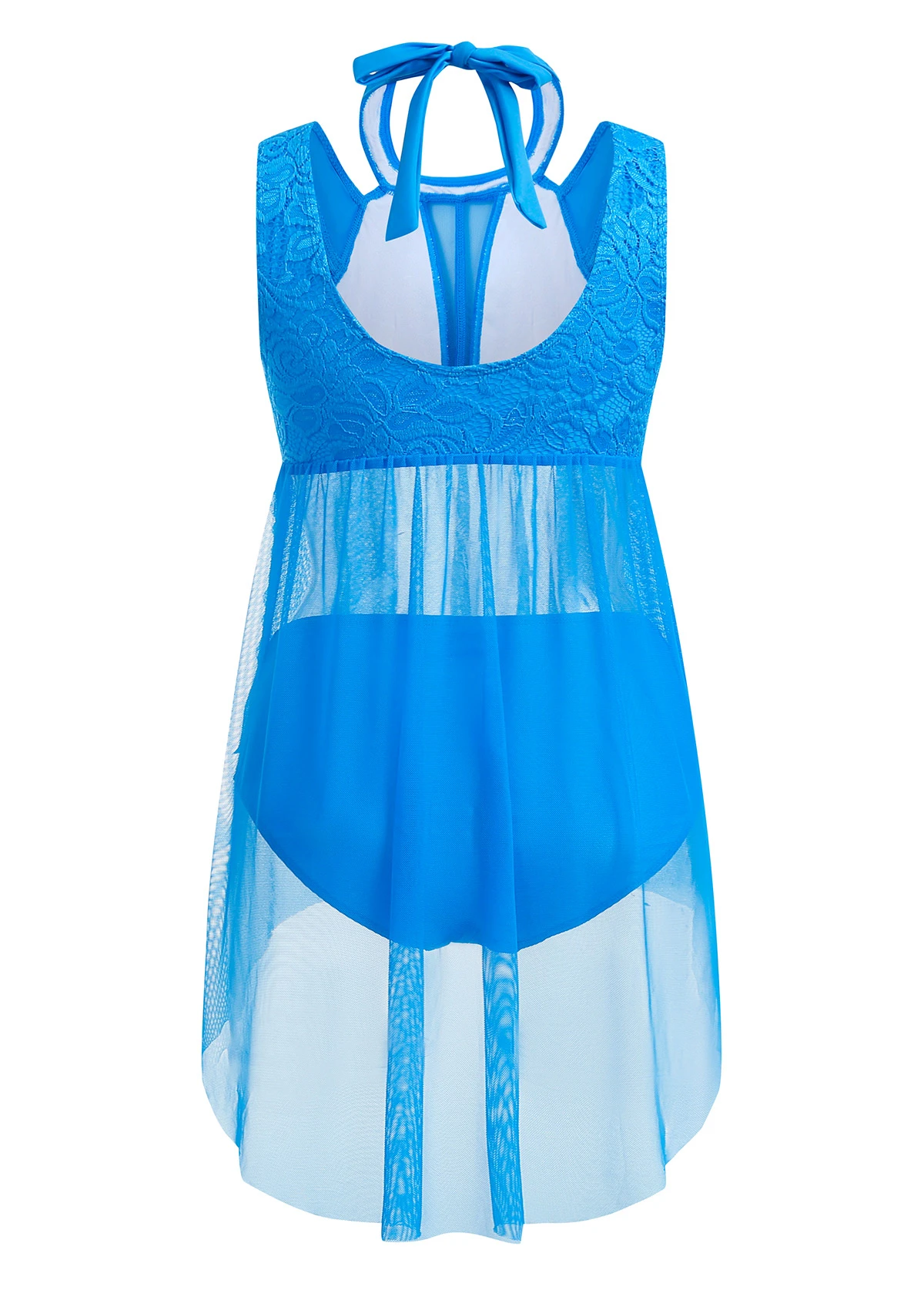 Lace Mid Waisted Sky Blue Swimdress And Panty 2 Lace Mid Waisted Sky Blue Swimdress And Panty - Image 2