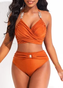 Criss Cross High Waisted Brick Red Bikini Set -LICA Clothing Shop 320410 P 16774736330874