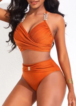 Criss Cross High Waisted Brick Red Bikini Set -LICA Clothing Shop 320410 P 16774736336122