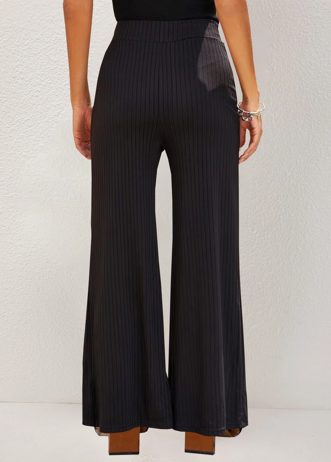 Straight Leg Black Elastic High Waisted Pants 3 Straight Leg Black Elastic High Waisted Pants - Image 3