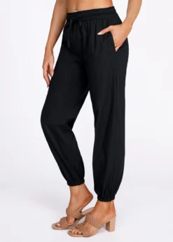 Black Drawstring Belted High Waisted Pants -LICA Clothing Shop 320776 P 16711951893143