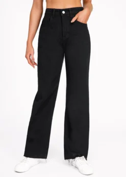 Black Pocket Button Fly High Waisted Jeans