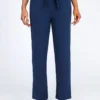 Navy Bowknot Belted High Waisted Pants