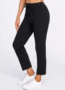 Black Pocket Drawastring Mid Waisted Pants -LICA Clothing Shop 320792 P 16711018815862