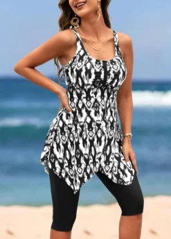 Handkerchief Hem High Waisted Black Tankini Set 8 Handkerchief Hem High Waisted Black Tankini Set -LICA Clothing Shop 323775 P 16729199586892