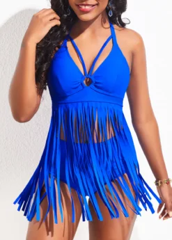Tassel High Waisted Royal Blue Swimdress And Panty -LICA Clothing Shop 324986 P 16763691447833