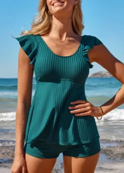 Cut Out High Waisted Turquoise Tankini Set -LICA Clothing Shop 325126 P 16818157355184