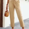Light Camel Pocket Regular Elastic Waist Pants