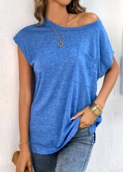 Light Blue Pocket Short Sleeve T Shirt -LICA Clothing Shop 326086 P 16774822783122