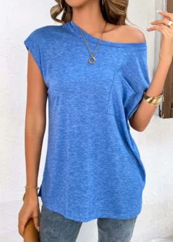 Light Blue Pocket Short Sleeve T Shirt -LICA Clothing Shop 326086 P 16774822784190