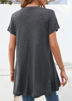 Dark Grey Lace Short Sleeve T Shirt -LICA Clothing Shop 326577 P 16784265392591