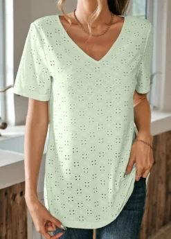 Light Green Lace Short Sleeve T Shirt 8 Light Green Lace Short Sleeve T Shirt -LICA Clothing Shop 326835 P 16799726257343