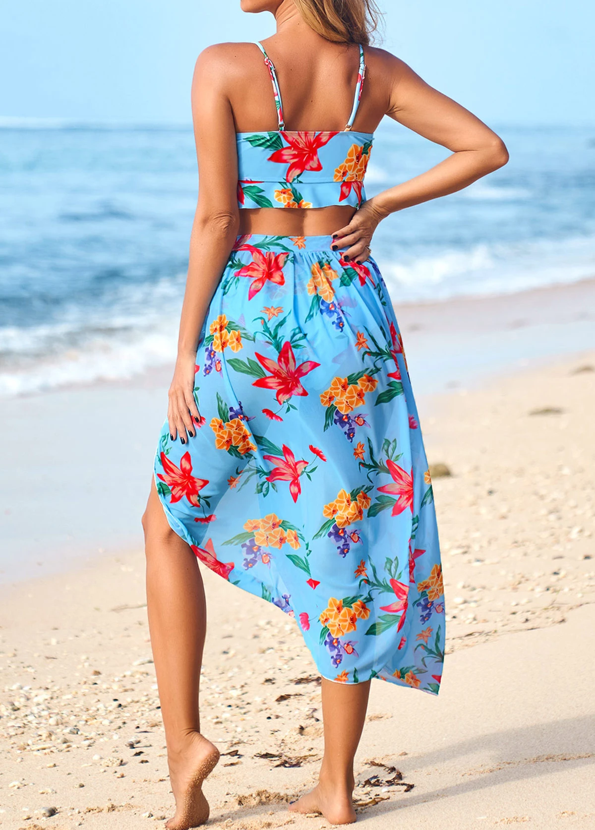 Ruffle Mid Waisted Floral Print Bikini Sets 2 Ruffle Mid Waisted Floral Print Bikini Sets - Image 2