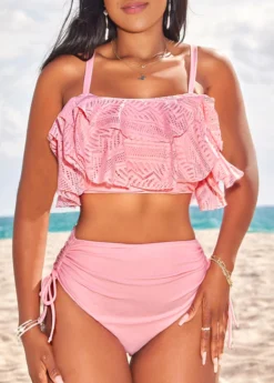 Patchwork High Waisted Light Pink Bikini Set -LICA Clothing Shop 327004 P 16826824244833