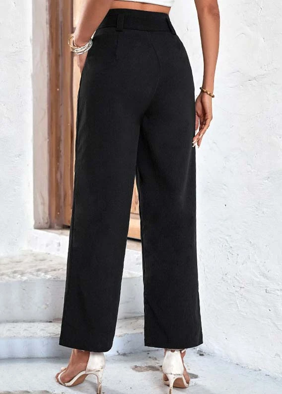 Black Bowknot Belted Drawastring High Waisted Pants 2 Black Bowknot Belted Drawastring High Waisted Pants - Image 2