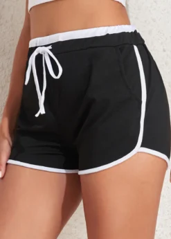 Black Contrast Binding Regular Drawastring High Waisted Shorts 8 Black Contrast Binding Regular Drawastring High Waisted Shorts -LICA Clothing Shop 327485 P 16805996932533