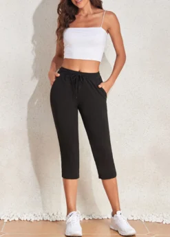 Black Pocket Regular Drawastring High Waisted Pants -LICA Clothing Shop 327486 P 16805996670672