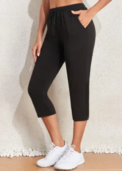 Black Pocket Regular Drawastring High Waisted Pants -LICA Clothing Shop 327486 P 16805996673174