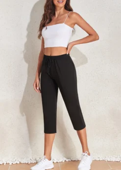 Black Pocket Regular Drawastring High Waisted Pants -LICA Clothing Shop 327486 P 16805996677843