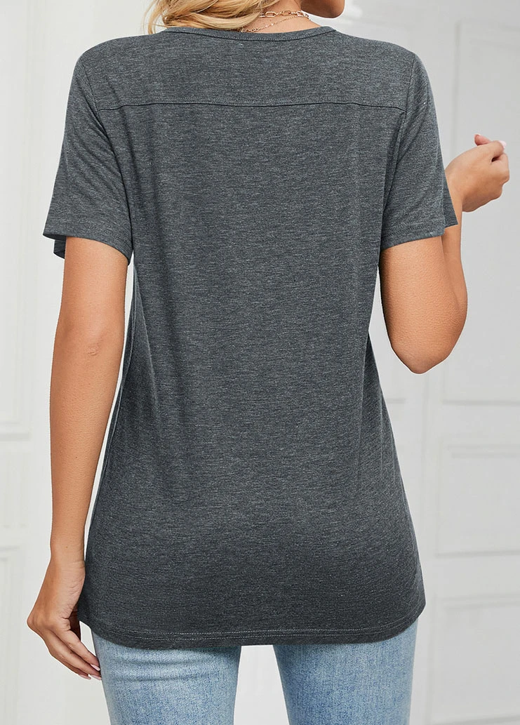 Dark Grey Button Short Sleeve T Shirt 2 Dark Grey Button Short Sleeve T Shirt - Image 2