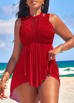 Lace High Waisted Red Swimdress And Panty -LICA Clothing Shop 328893 P 16783591977764