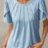 Light Blue Patchwork Short Sleeve T Shirt