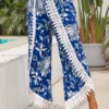 Blue Patchwork Tribal Print Elastic Waist Pants