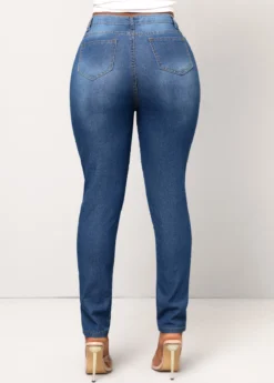 Denim Blue Pocket Butterfly Print Skinny Jeans -LICA Clothing Shop 329334 P 1678849127104