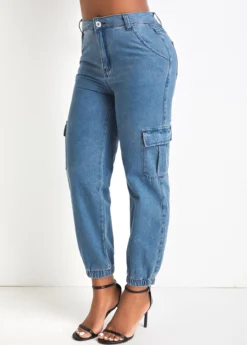 Denim Blue Pocket Jogger Zipper Fly Pants -LICA Clothing Shop 329576 P 16807809921662