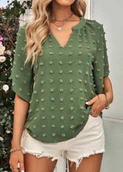 Green Split Half Sleeve T Shirt