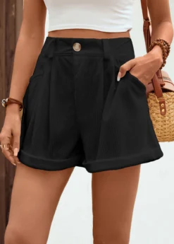 Black Pocket Button Fly High Waisted Shorts 8 Black Pocket Button Fly High Waisted Shorts -LICA Clothing Shop 330549 P 16809561804423