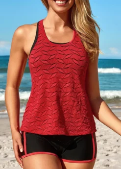 Two Piece Mid Waisted Red Tankini Set 10 Two Piece Mid Waisted Red Tankini Set -LICA Clothing Shop 330950 P 16872499392663