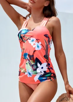 Tie Mid Waisted Floral Print Coral Tankini Set 8 Tie Mid Waisted Floral Print Coral Tankini Set -LICA Clothing Shop 330957 P 16849092446840