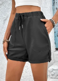 Grey Pocket Drawastring High Waisted Shorts -LICA Clothing Shop 331384 P 16811237284182