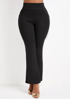 Black Pocket Flare Leg Elastic Waist Pants -LICA Clothing Shop 331394 P 16820714776133