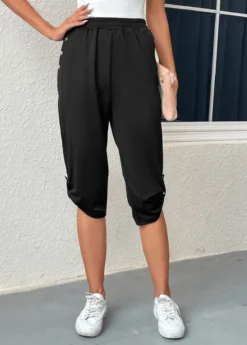 Black Pocket Jogger Elastic Waist High Waisted Pants -LICA Clothing Shop 331675 P 16833772899553