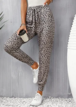 Light Camel Pocket Leopard Jogger Elastic Waist Pants -LICA Clothing Shop 332196 P 16843763803912