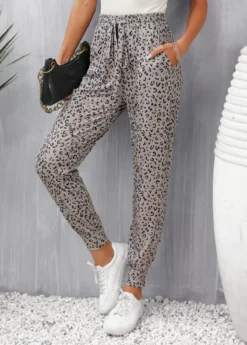 Light Camel Pocket Leopard Jogger Elastic Waist Pants -LICA Clothing Shop 332196 P 16843763804404
