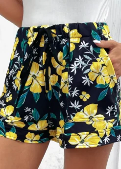 Multi Color Pocket Floral Print Regular Shorts -LICA Clothing Shop 332281 P 16842375919482